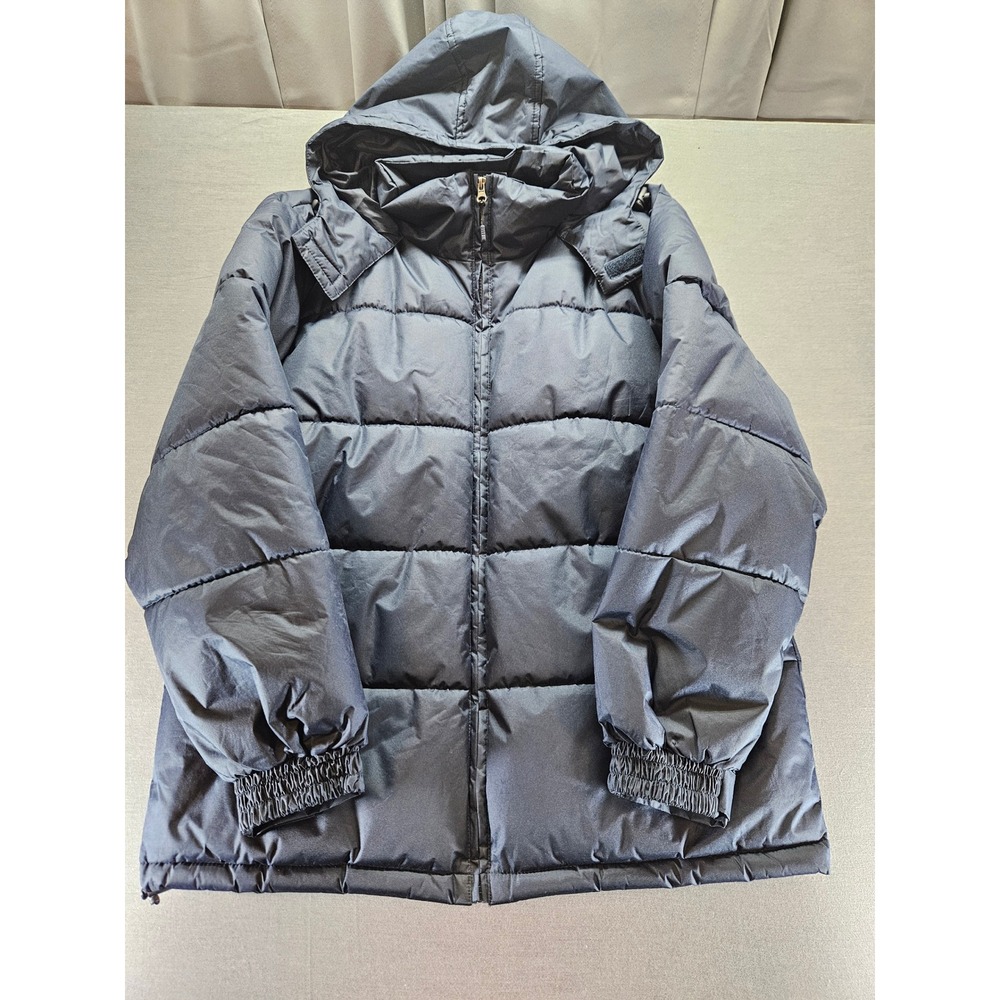 NordicTrack Mens Puffer Jacket Navy Blue Quilted Hooded Winter Coat Large